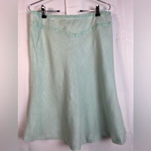 Worthington Womens teal Blue sequined waist flare knee length Skirt size 12 NWT